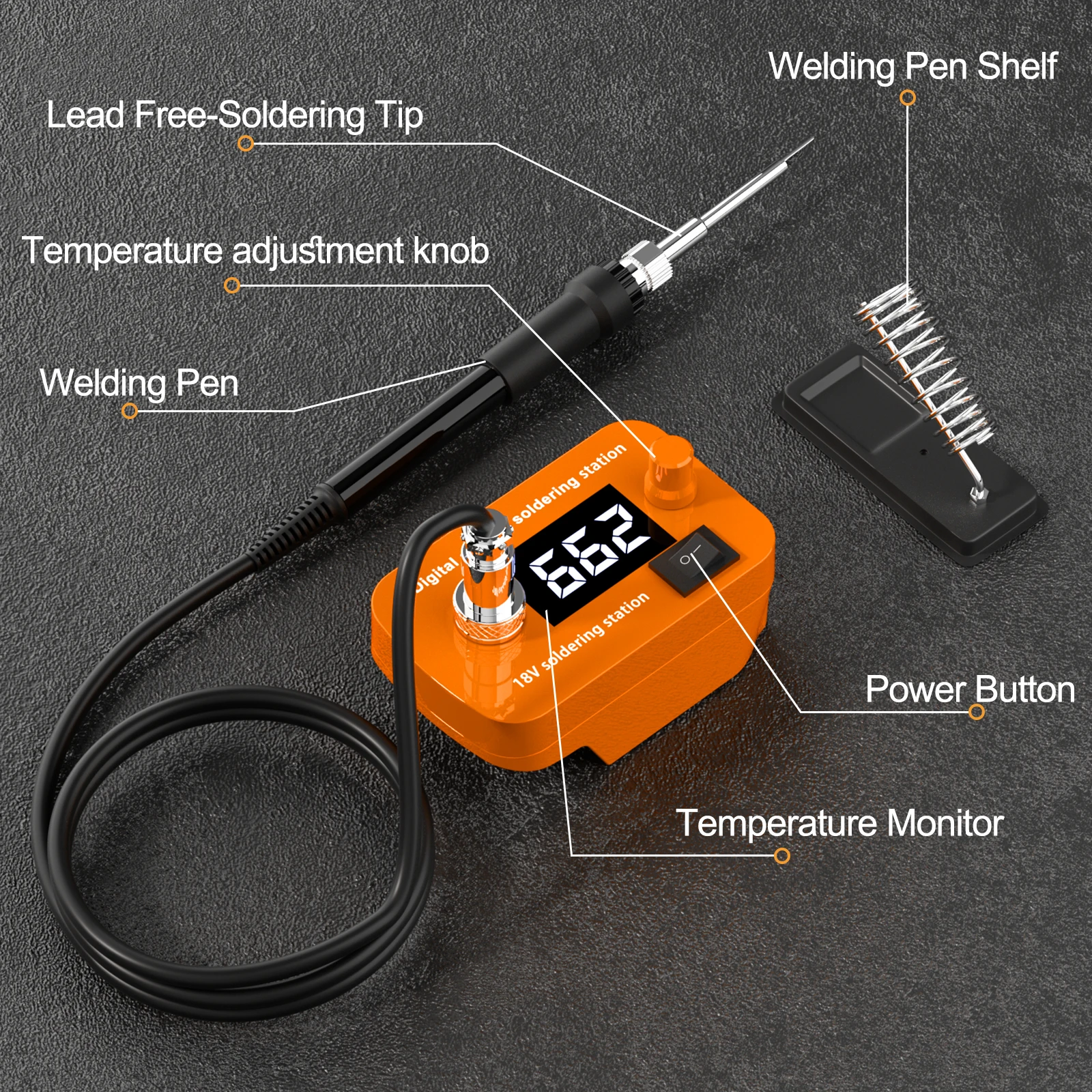 Cordless Soldering Iron Tool 0-500 Temperature Adjustable Electric Welding Kit 60W PCB Repair Power Tool For DEWALT 18V Battery