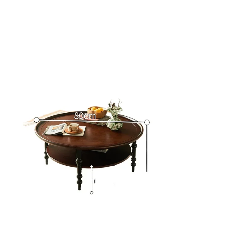 طاولة القهوة الفرنسية الرجعية الخشب الصلب شقة صغيرة غرفة المعيشة طاولة القهوة المستديرة #1