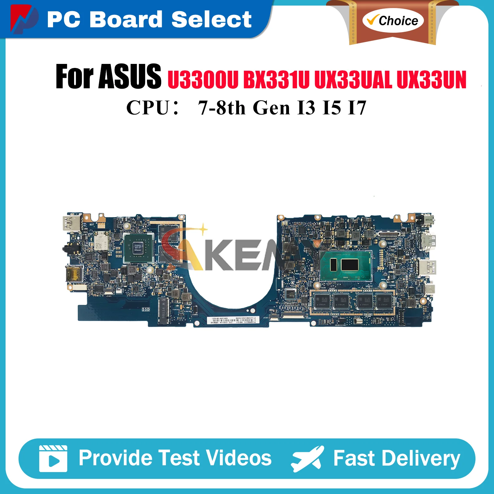 

UX331UN Laptop Motherboard For ASUS ZenBook UX33UAL UX331 UX33UN U3300U BX331U Mainboard W/ I3 I5 I7 CPU 100% tests OK fast ship