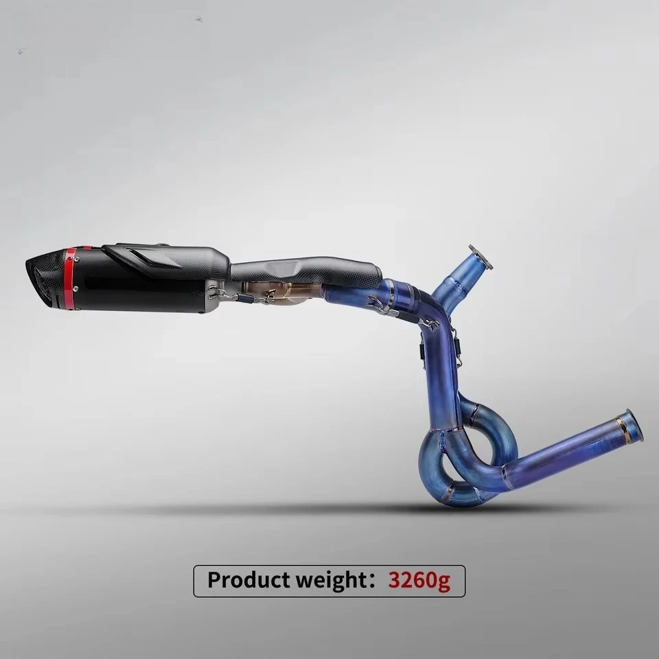 NlkHanm Duca V2/V2S Motorcycle Full Titanium Exhaust System High-Position Dual Muffler Black