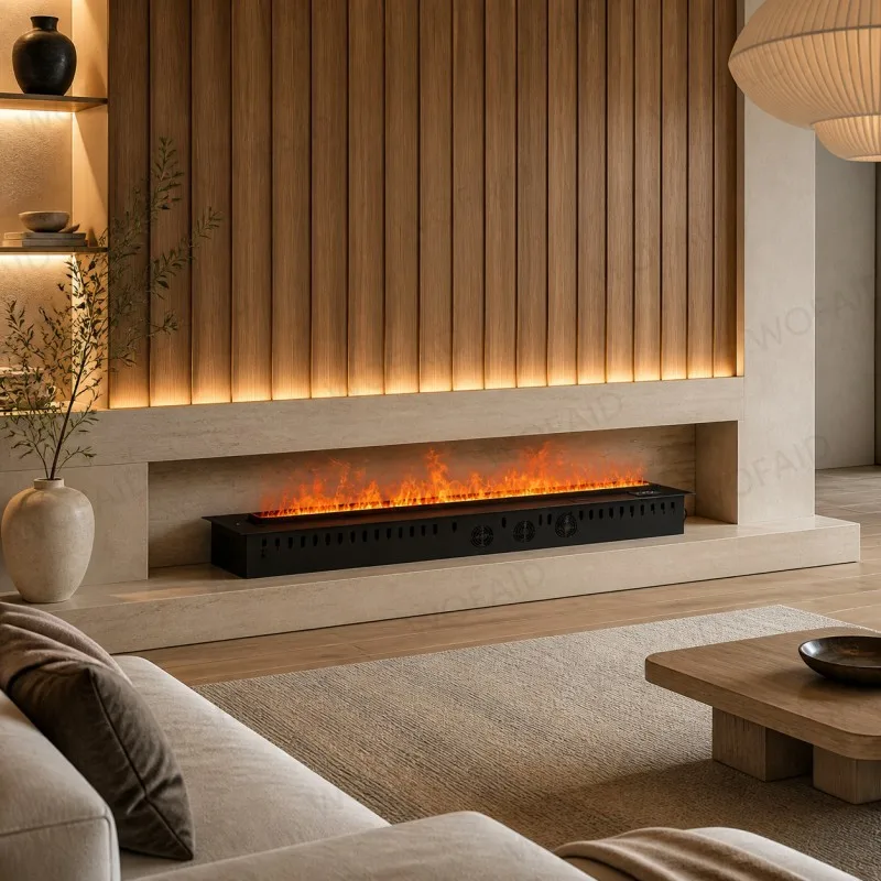WOFAID Custom Size 3D Water Vapor Fireplace Firebox Electric Colorful Mist Flame Steam Fireplace for Living Room Indoor Decor