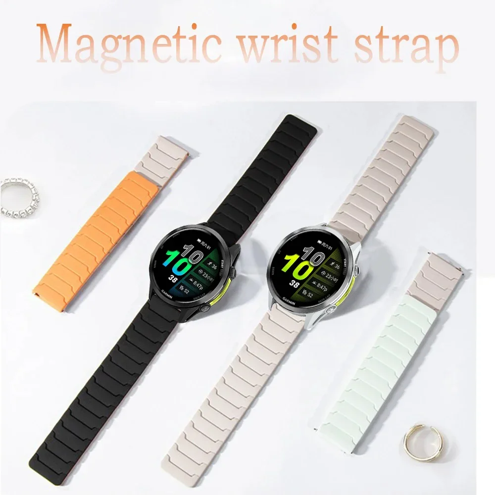 حزام سيليكون للغارمين Forerunner 570 970 265 965 165 55 نشط 6 5 20 مللي متر 22 مللي متر سوار معصم مغناطيسي للغارمين Venu 3 2