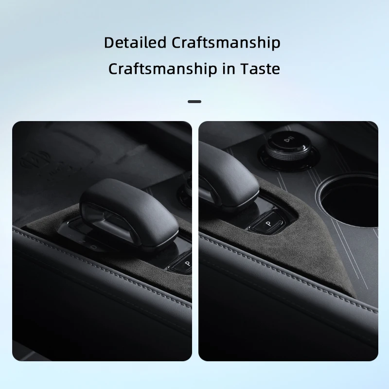 ل ZEEKR 001 2024 2025 ، الكانتارا الجلد المدبوغ الداخلية تراكب وحدة التحكم المركزية والعتاد التحول لوحة الكسوة التروس الإطار اكسسوارات السيارات