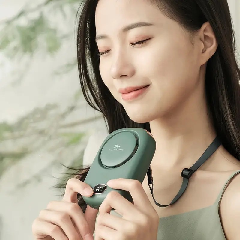 휴대용 목 선풍기 USB 충전 걸이형 블레이드리스 핸드헬드 전기 미니 냉각 도서관 여행 캠프, DQ203, 3 단 바람
