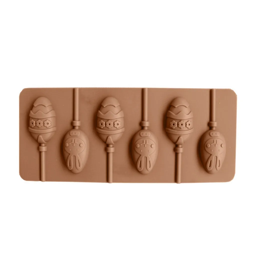 Easter Egg Bunny Chocolate Lollipop Silicone Mold Easter Themed Chocolate Mould Creative Lollipop Molds Kitchen Baking Tools ﻿