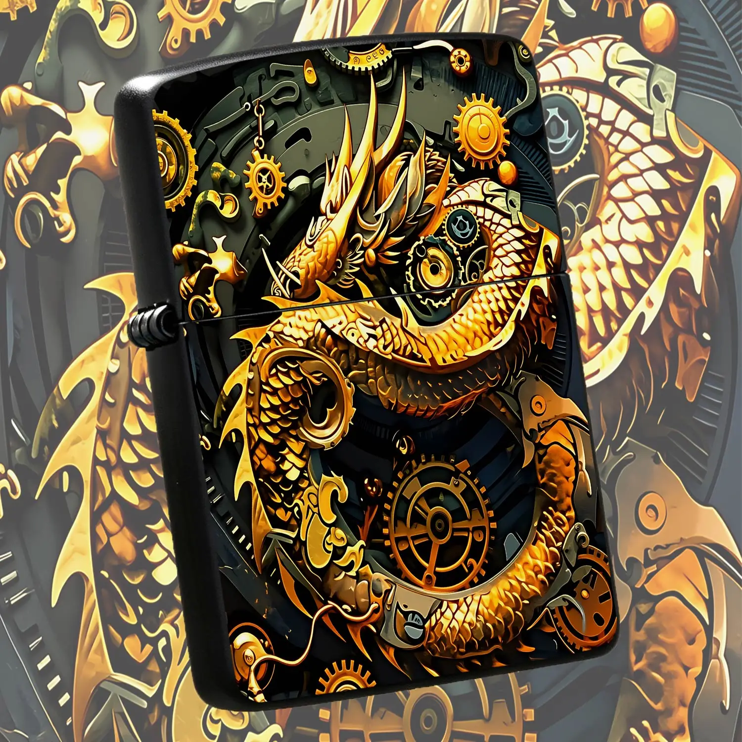 Steampunk Mechanical Golden Dragon Themed Lighter, Retro Creative Industrial Style With Exquisite Gear Decoration, Cool Stylish Portable Item, Suitable For All Daily Scenarios, Uniquestyle Mechanical Design, Perfect For A Humorou And Intere