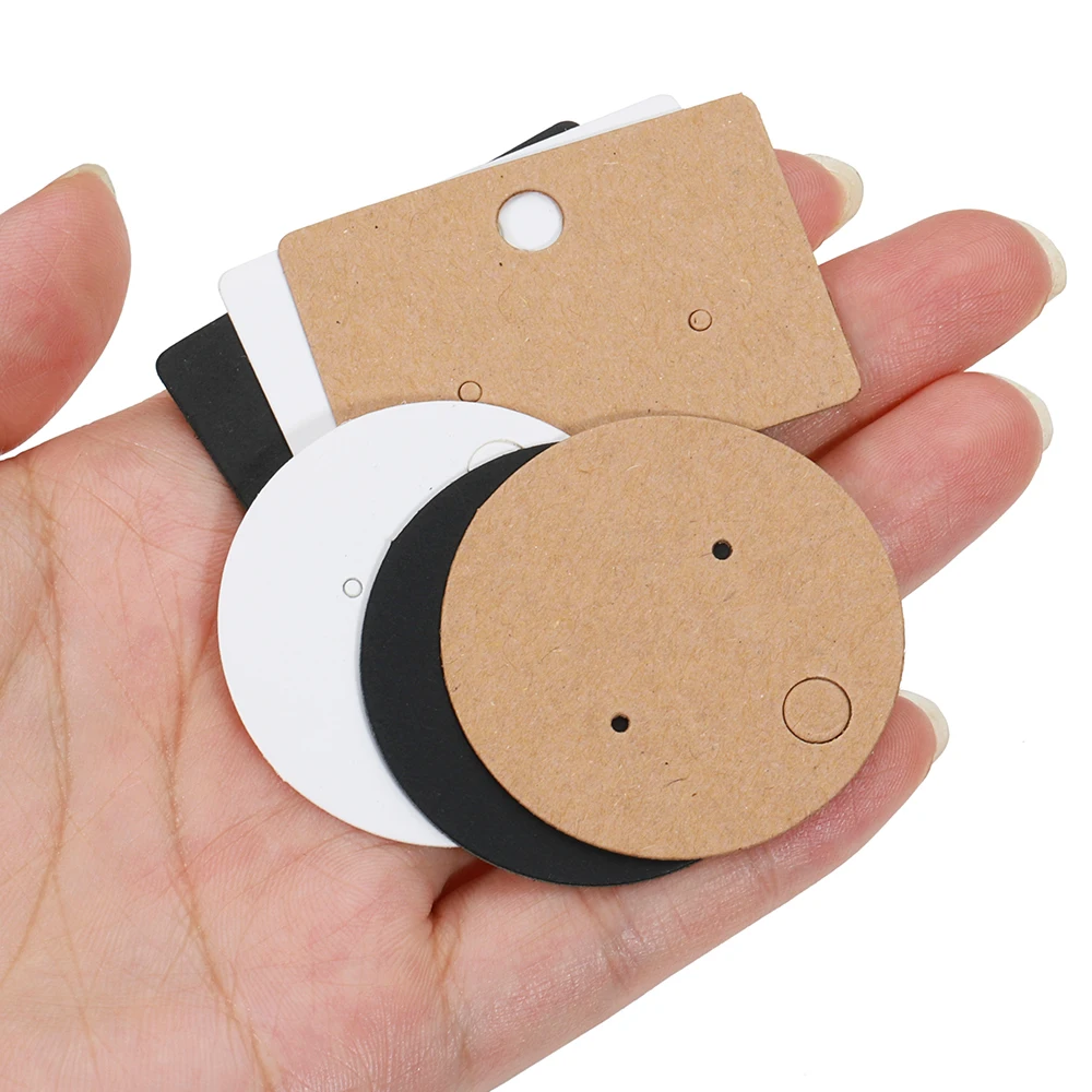 50pcs Kraft Paper Card for Jewelry Display Cards Small Square Round Blank Handmade Studs Earring Cards Price Tag Label Holder