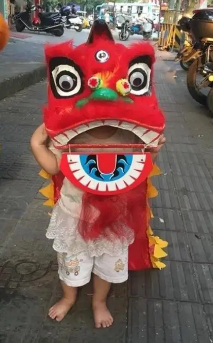 Lion Dance Costume 12 Inch 3-5 Age  Chinese Cosplay Mascot Prop Kid Child Party Performance Sport Carnival Stage