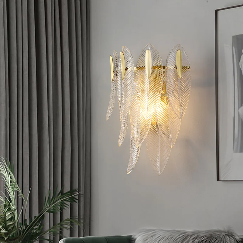 French Style Light Luxury Living Room Chandelier Post Modern Retro Bedroom Dining Room Villa Lamps High-End Glass Leaf Lamp