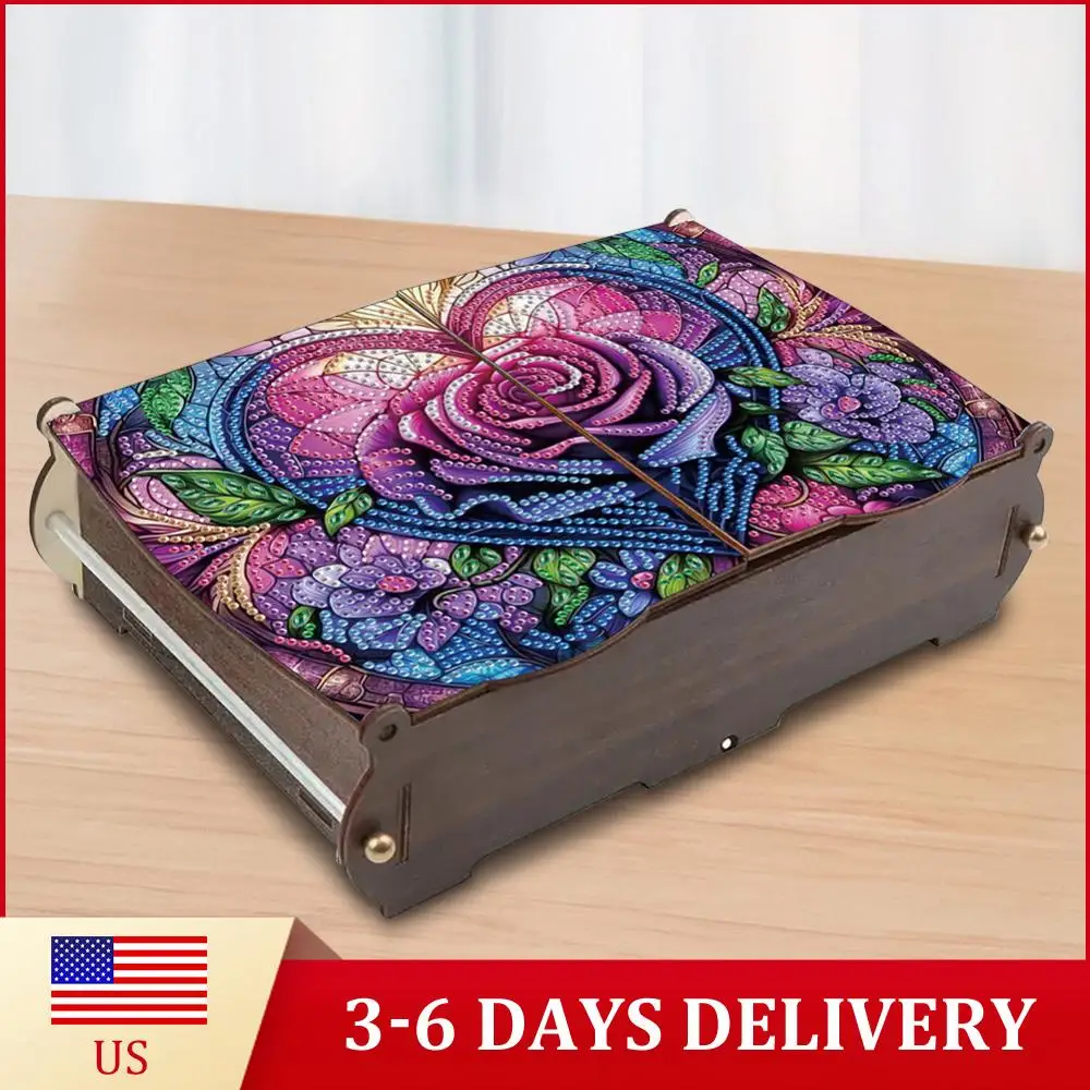 

Diamond Painting Wooden Storage Box Diamond Art Storage Case DIY 5D Craft Jewelry Box for Jewelry & Crafts Organization