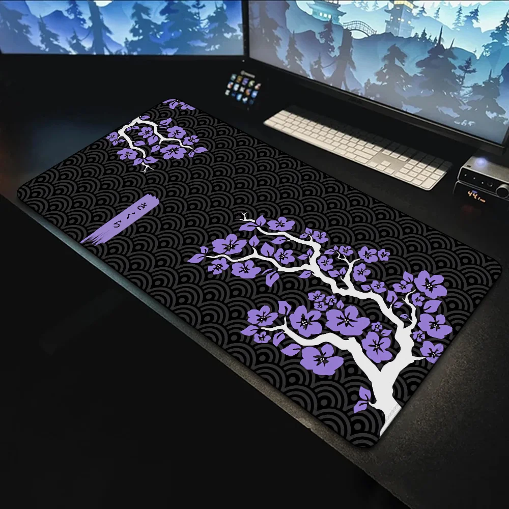 Mouse Pad Sakura Large Gamer Mousepad Purple Cherry Blossom Keyboard Mat XXL Mouse Mat Pc Accessories Rubber Desk Mat 900x400