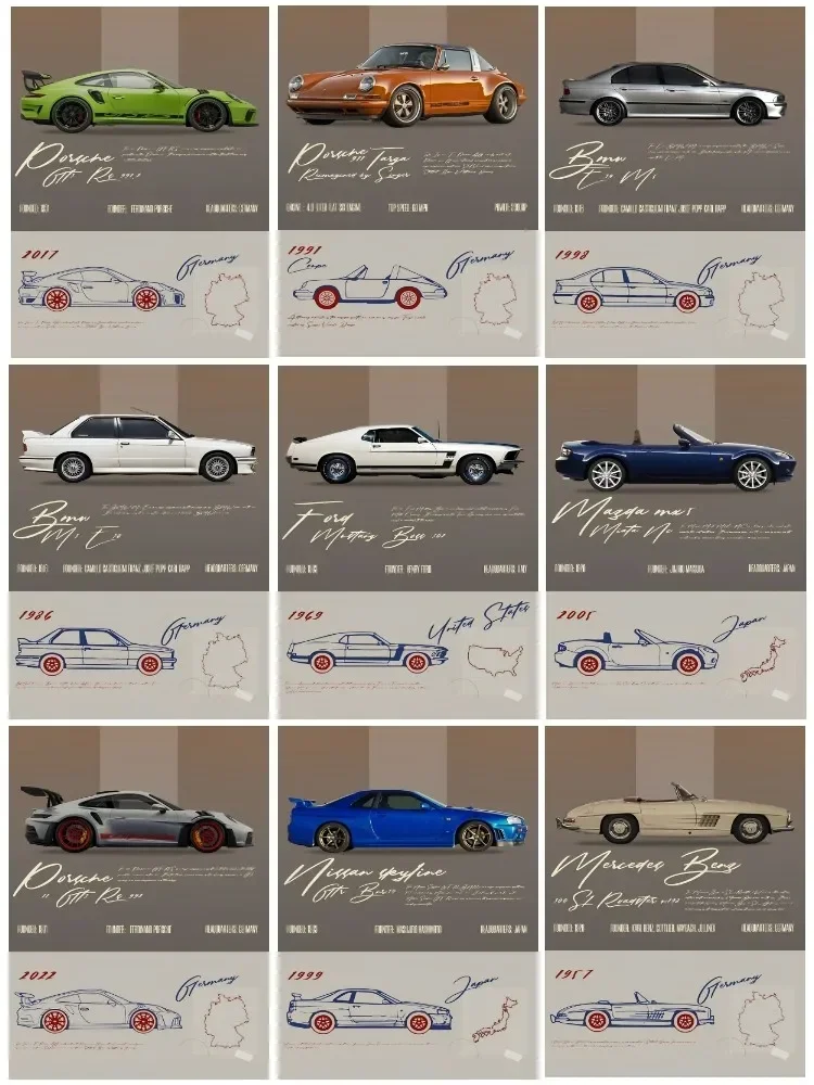 

Винтажный автомобильный постер Specs 911, Ford Land Rover, декоративная живопись, прикроватная наклейка на стену для спальни, гостиной, кафе, входная фреска