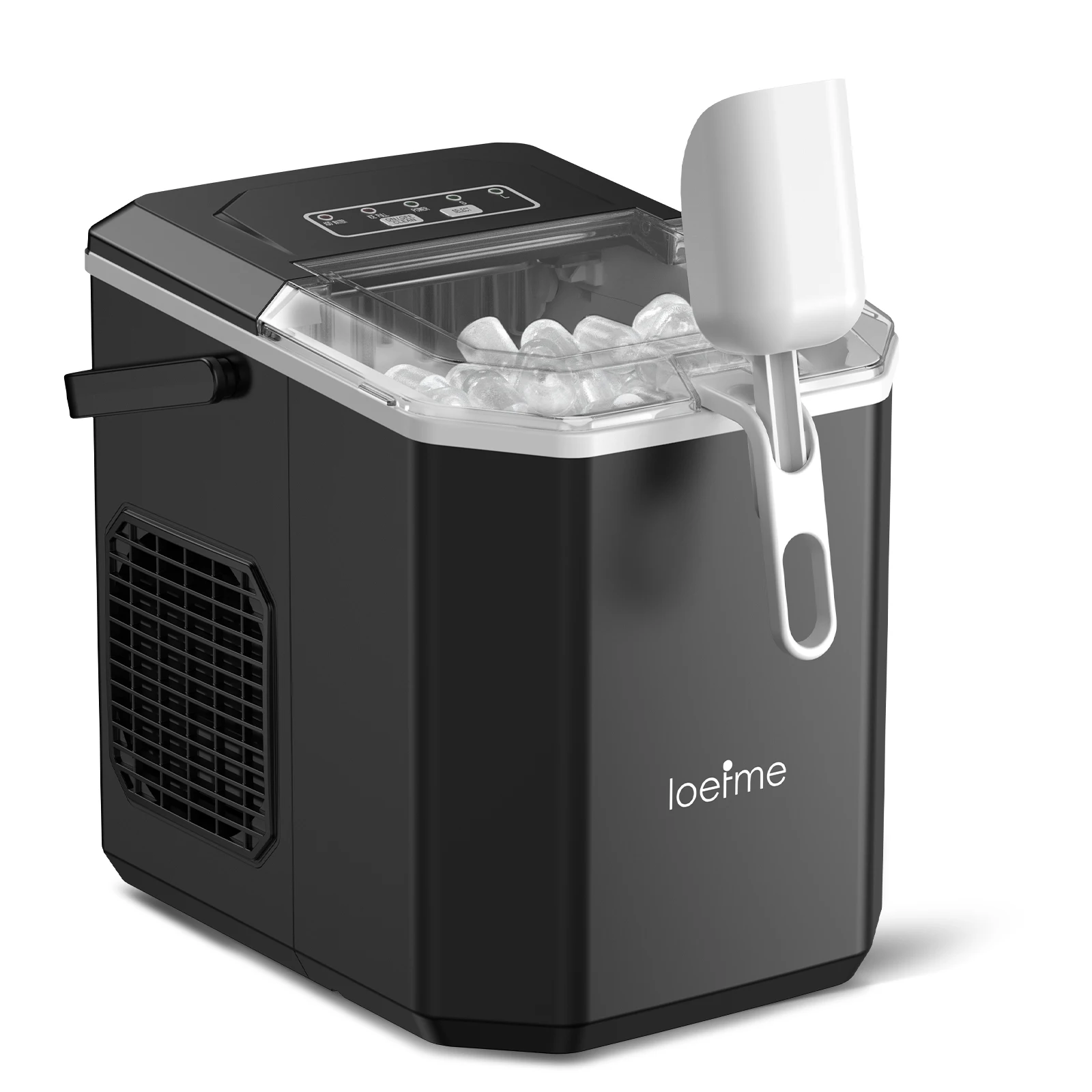 LOEFME 1,2 l tragbare Eismaschine, 12 kg/Tag, 9 Eiswürfel, selbstreinigende Eismaschine mit Eiskorb für Zuhause, Küche, Party, Camping