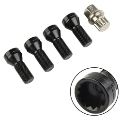 4 Pcs M14*1.25/M12*1.5 Black Alloy Car Wheel Locking Bolts Lug Nuts Anti-theft+key Stainless-Steel For BMW I3 R50 36136776076