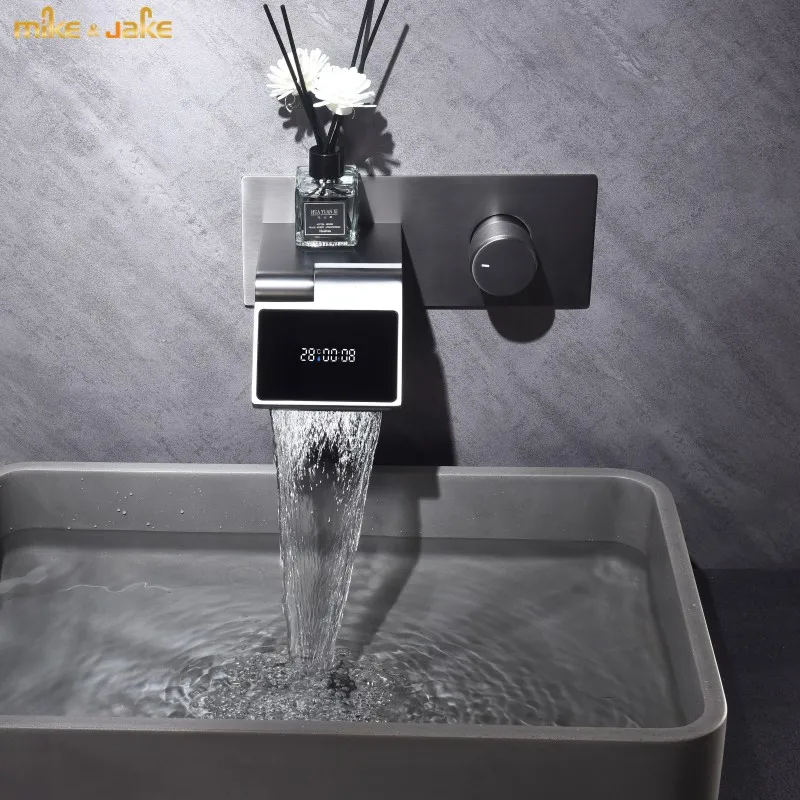 Digital display gray wall faucet Black faucet toilet washbasin in wall faucet matte black light luxury in wall faucet