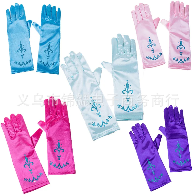 Children Princess Long Gloves Girl Birthday Party Wedding Elsa Anna Accessories Cinderella Belle Sofia 5 Colors Long Finger Set