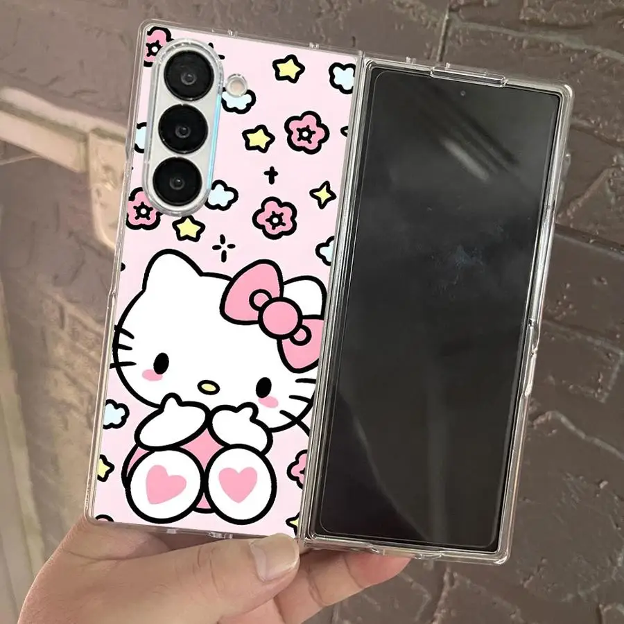 حافظة لهاتف سامسونج جالاكسي ZFold4 ZFold6 ZFold5 Z Fold 7 6 5 4 3 ZFold3 ZFold7 غطاء هاتف ناعم شفاف لطيف سانريو مرحبا كيتي #5