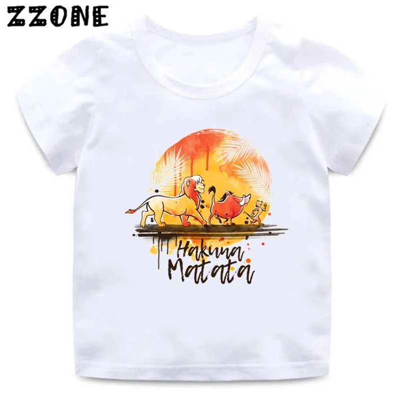 Hakuna Matata The Lion King Print Cartoon Kids T-Shirts Funny Girls Clothes Baby Boys Short Sleeve T shirt Summer Children Tops