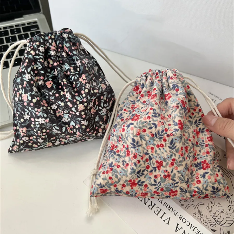 

Cute Corduroy Small Lipstick Cosmetic Coin Purse Key Drawstring Storage Bag Women Jewelry Tote Rope Pouch String Bags Organizer