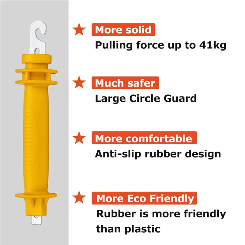 

A88E-Electric Fence Rubber Gate - Fence Spring Handles Insulated Plastic Handle For Garden Farm Heavy Stamped Steel Hook