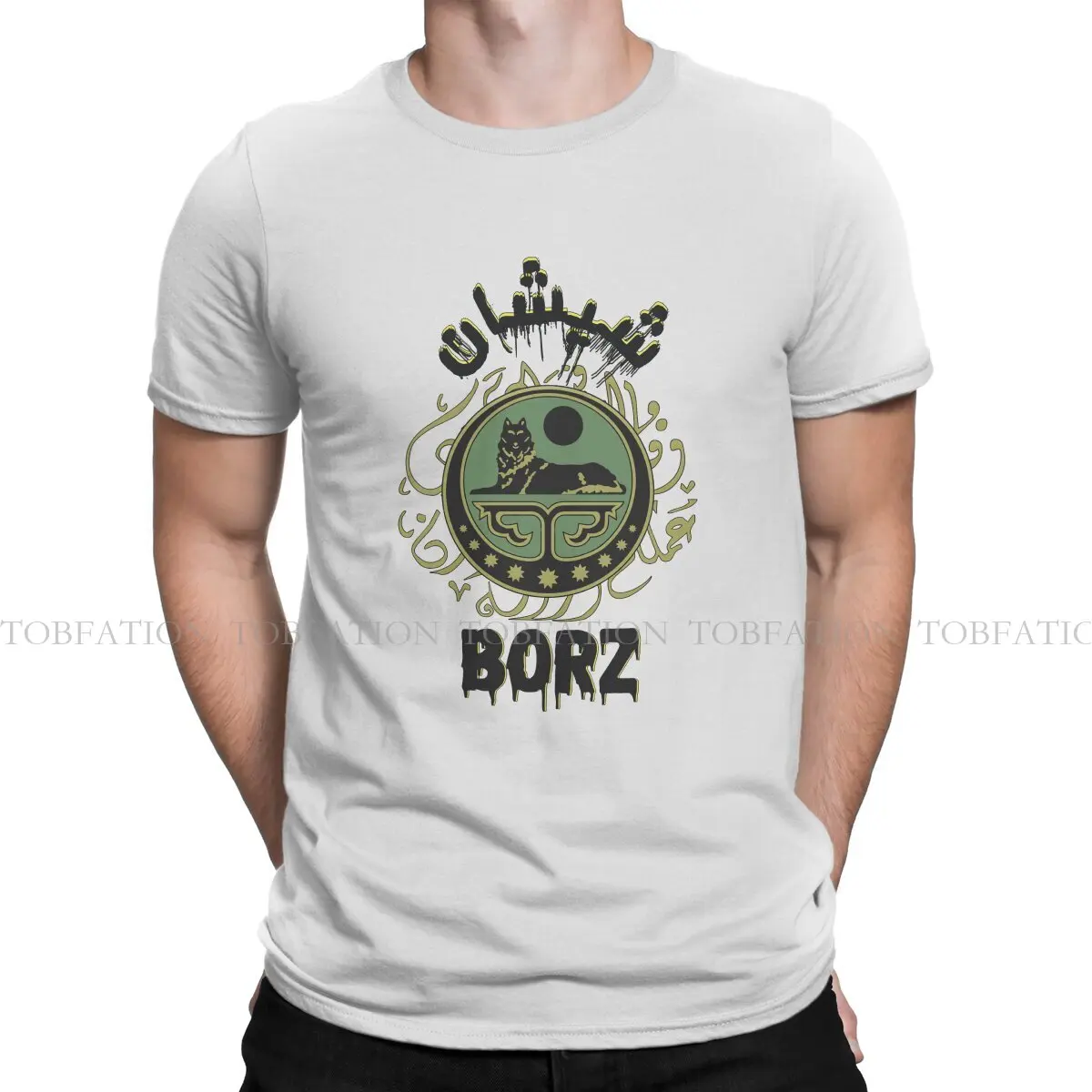 チャックンウルフメンズOネックTシャツ、arab Bazz、パンクTシャツ、綿100% 服、夏