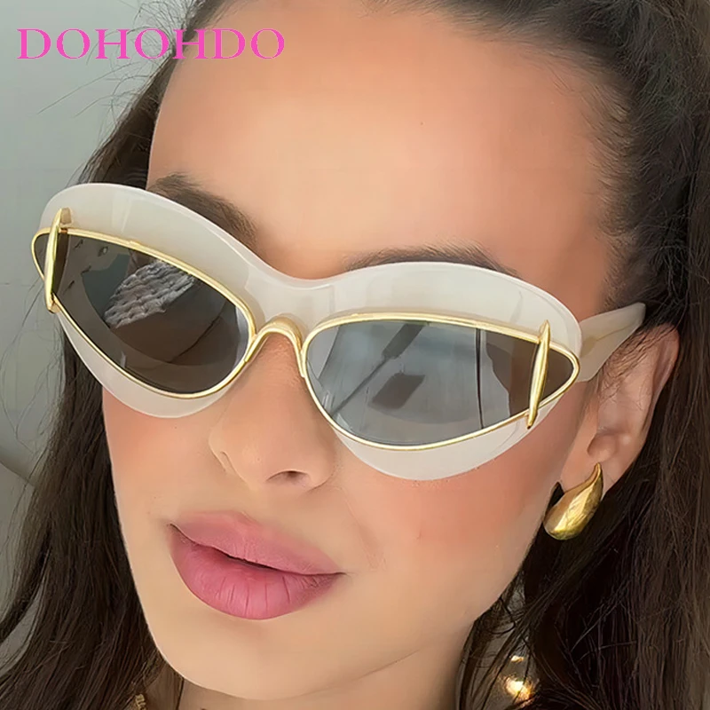 

2025 Luxury Brand Designer Cat Eye Sunglasses Women Vintage Y2K Punk Men Sunglass Outdoor Travel Eyeglasses Female Lentes UV400