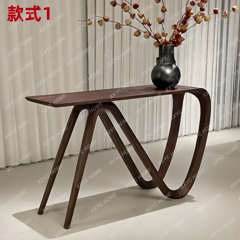 XMinimalist New Chinese Solid Black Walnut Console Table 2026 New Narrow Long Entryway Desk Home Hallway End View Side Table