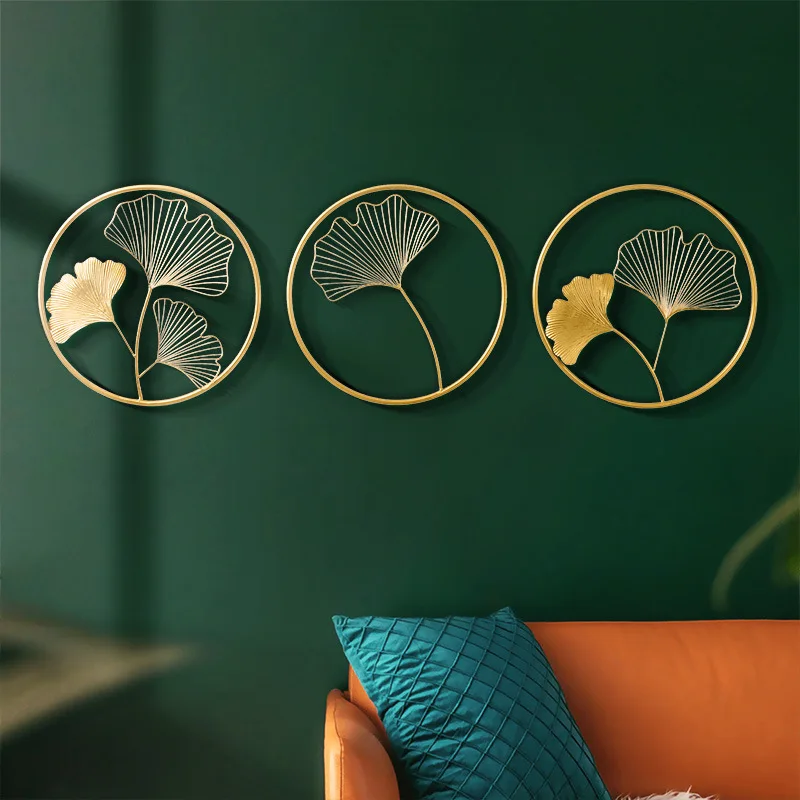 

Metal Ginkgo Leaf Wall Decoration Creative Gold Ginkgo Leaf Hotel Living Room Sofa Background Decor Home Hanging Pendant Crafts