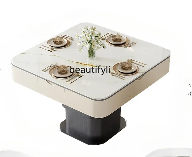 Rock board mahjong table tea table integrated combination multifunctional three-in-one lifting tea table