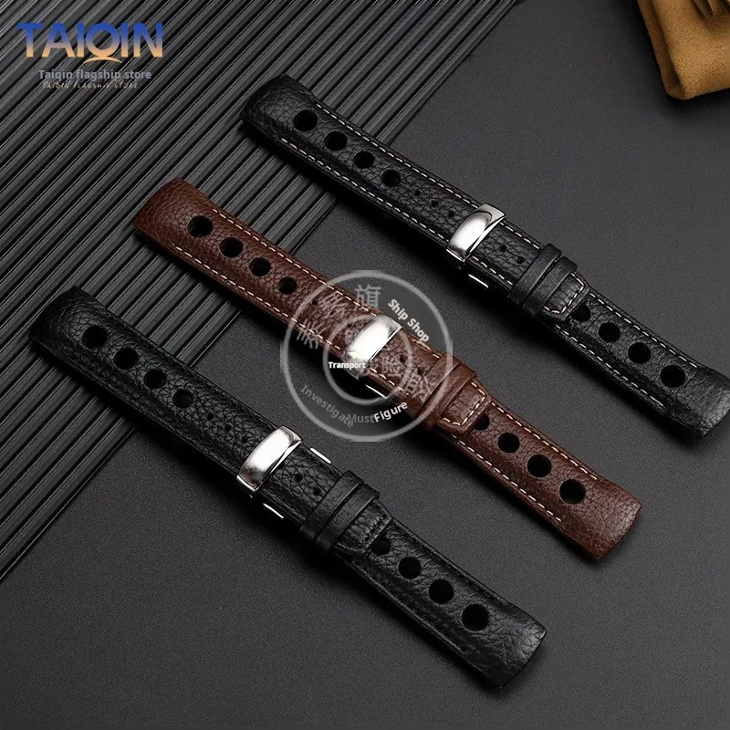 High quality curved end 20mm Cowhide Bracelet For Tissot 1853 prs516 Racing watchband t044 t044430a T044417 leather watch strap