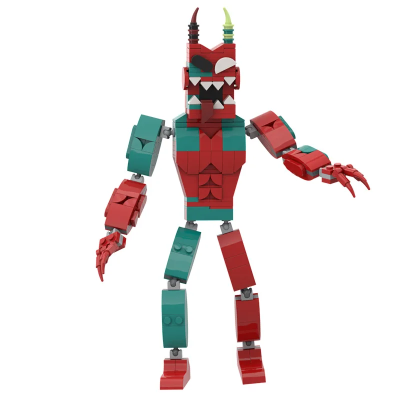 Garten Of Banban 8 الفصل الجديد مزيج أحمر أخضر لعبة مكعبات بناء الوحش، نموذج دمية الوحش ألعاب عيد الميلاد هدايا عيد الميلاد #6