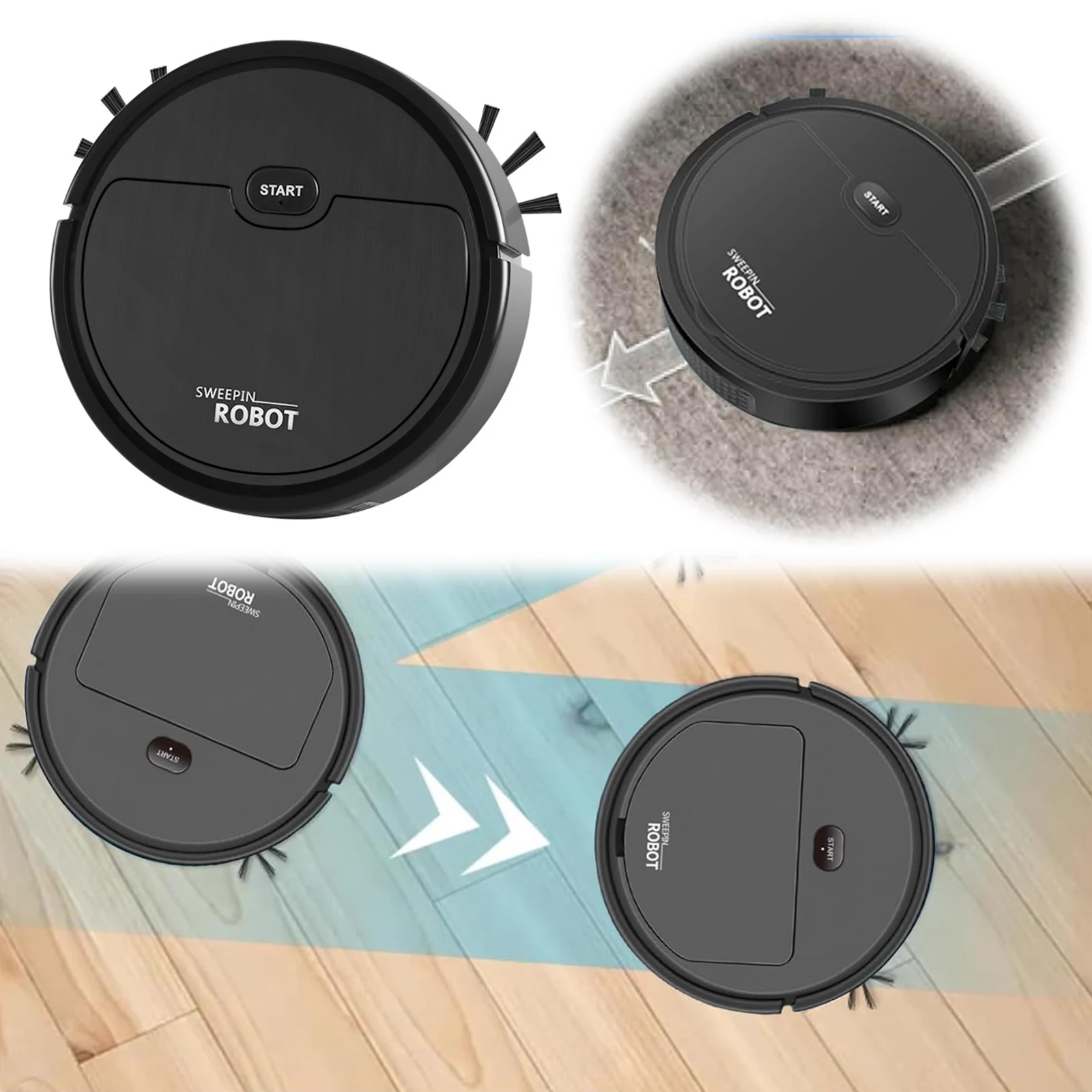 3-in-1 Smart Robot Vacuum Cleaner Ultra-Thin USB Rechargeable Robot Vacuum Smart Navigation Ideal for Pet Hair Hard Floor Carpet