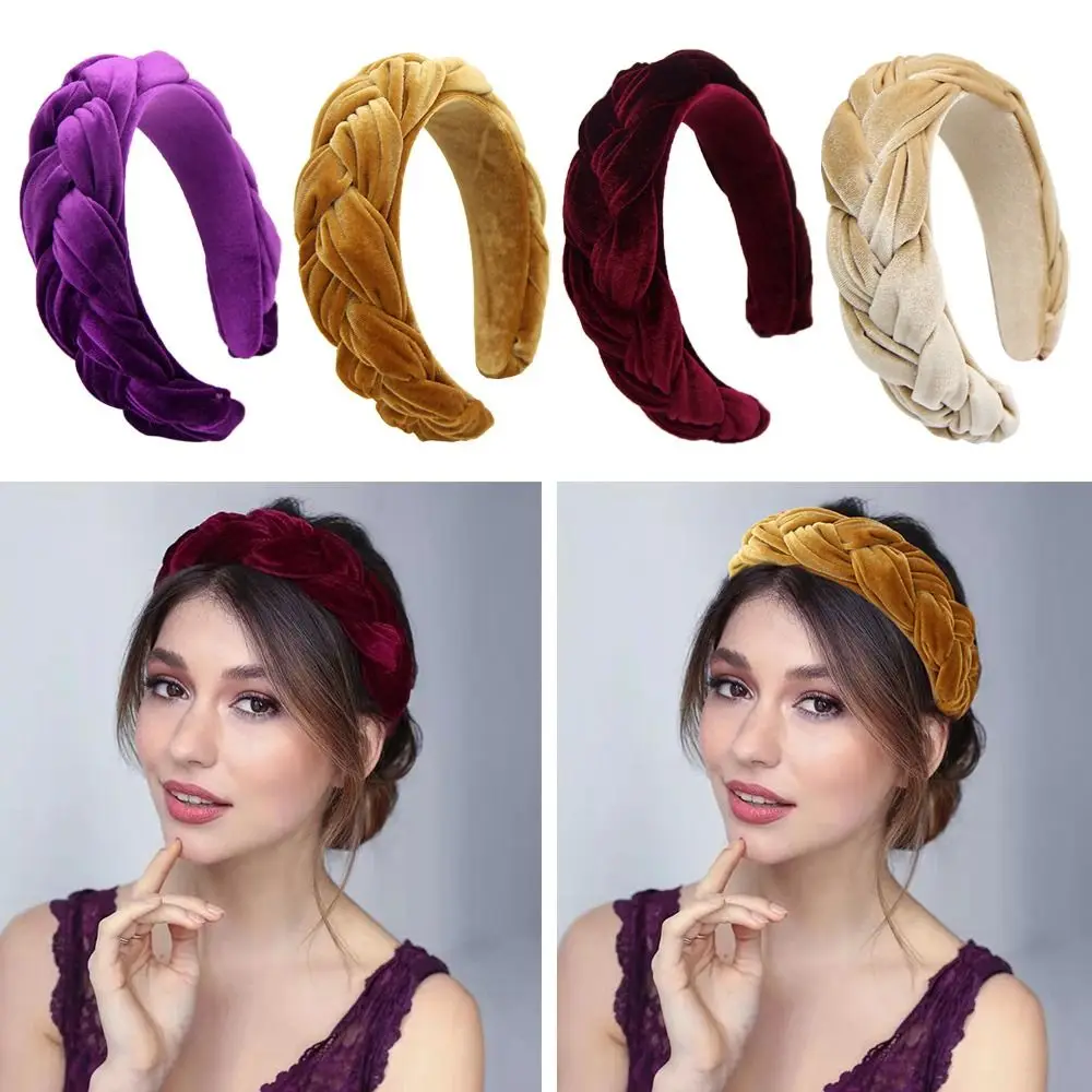 Soft Velvet Hair Accessories Vintage Solid Color Women Headband Sponge Headwear Hair Band Autumn Winter Hairband