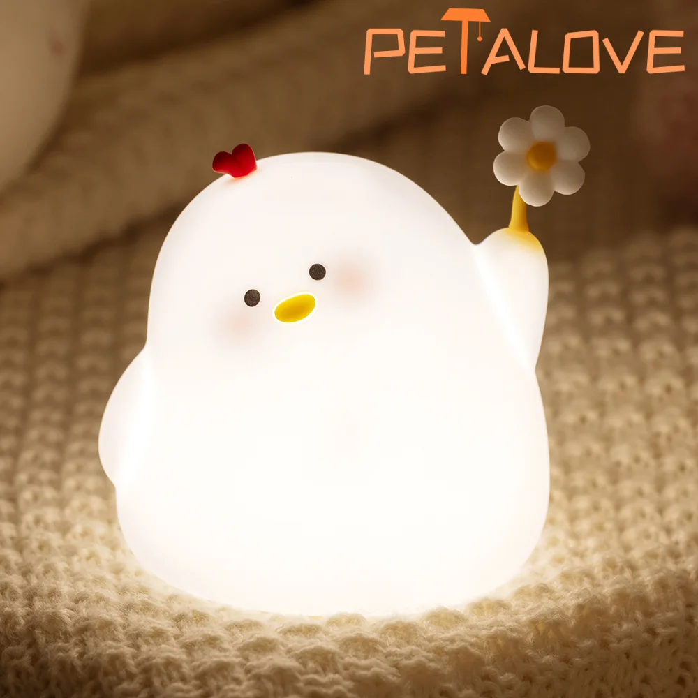 Cute Duck Night Light Sleep Companion Big Goose Pat USB Rechargeable Table Lamp Bedside Lamp with Touch Sensor for Baby Girls