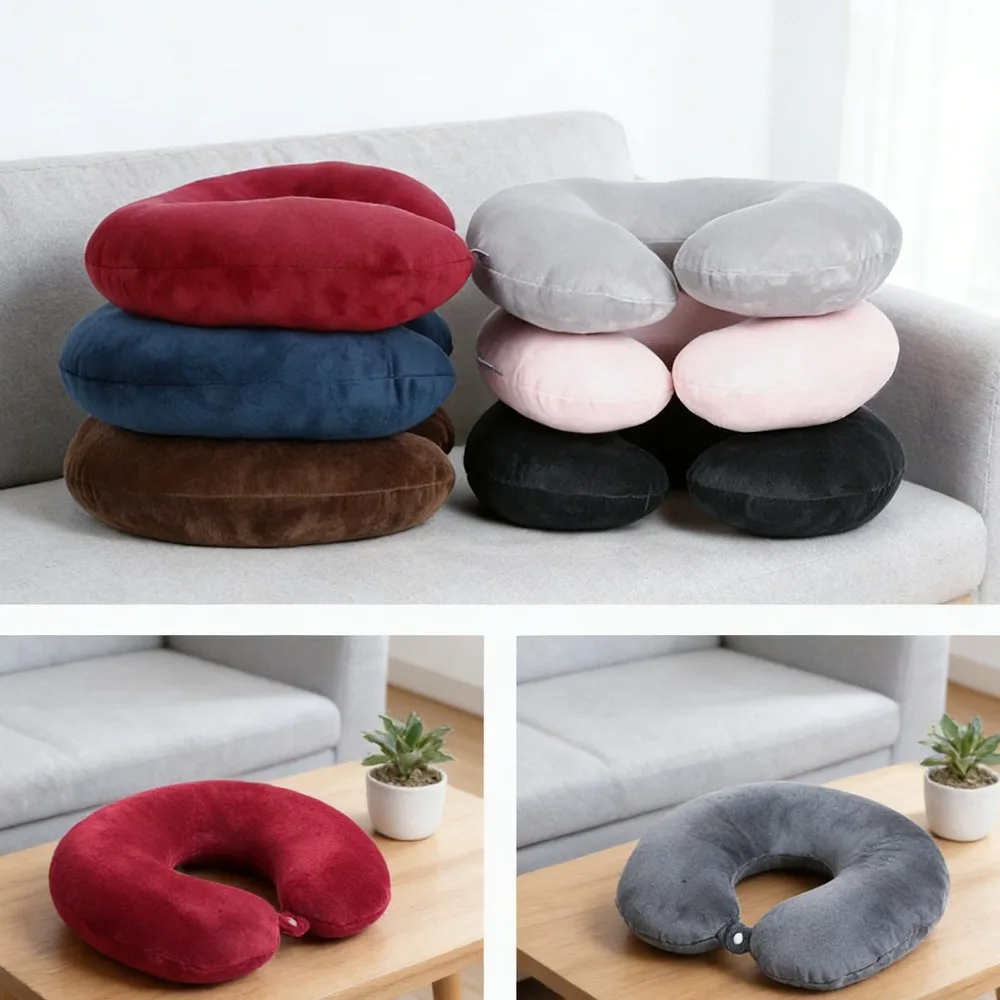 Einfarbiges U-förmiges Kissen aus PP-Baumwolle, Plüsch-Nackenstützkissen, Firmengeschenk, Büro, Reisen, Verwendung