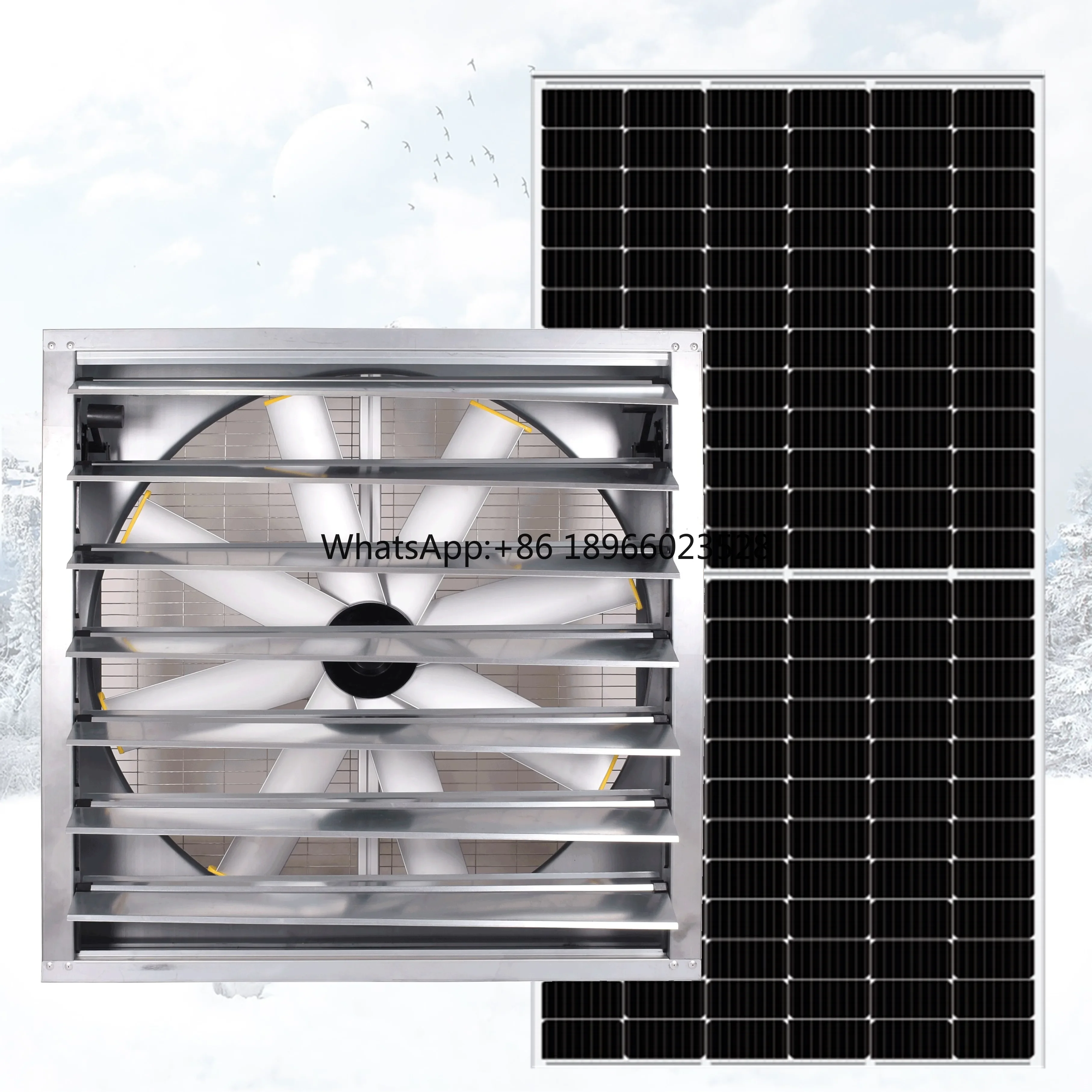 High Pressure Type 440W Solar DC Heat Exhaust Roof Vent 1220mm Giant Box Air Blower Ventilation Wall Mounted 48'' Axial Flow Fan