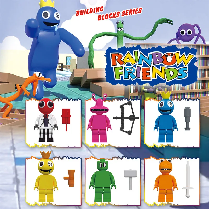 6pcs/Set Rainbow Friends Toy Brick Mini Building Blocks Assembled Toys Figure Dolls Horror Game Character Children Birthday Gift