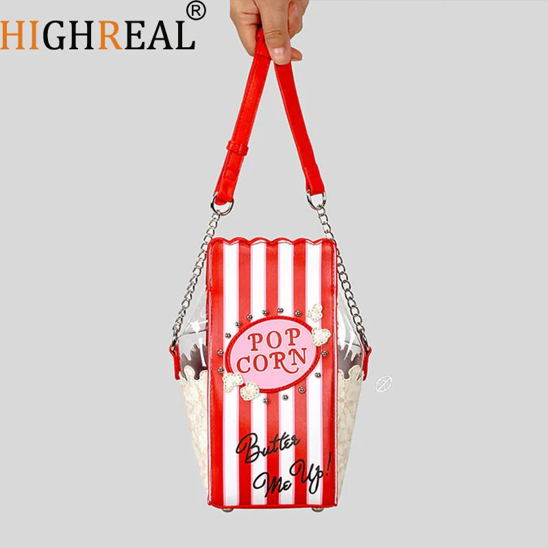 Creative Popcorn Bucket Designer Crossbody Bag for Women Funny Cute Shoulder Bags for Girls Novalty Small Female Phone Purses