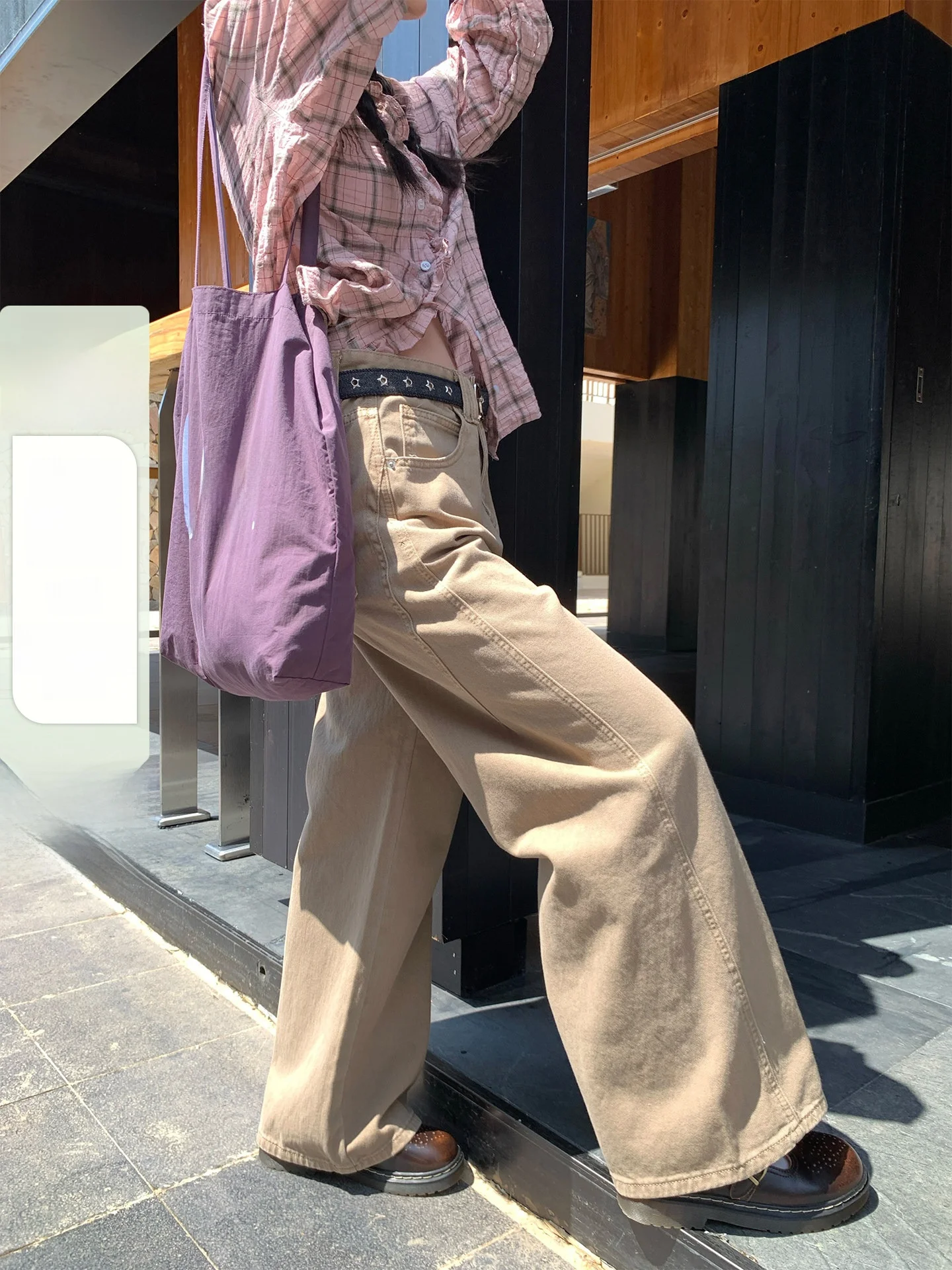 

Hollyii Korean Style High Waist Cotton Denim Pants Women's Spring Summer New Arrival Loose Fit Versatile Long Trousers