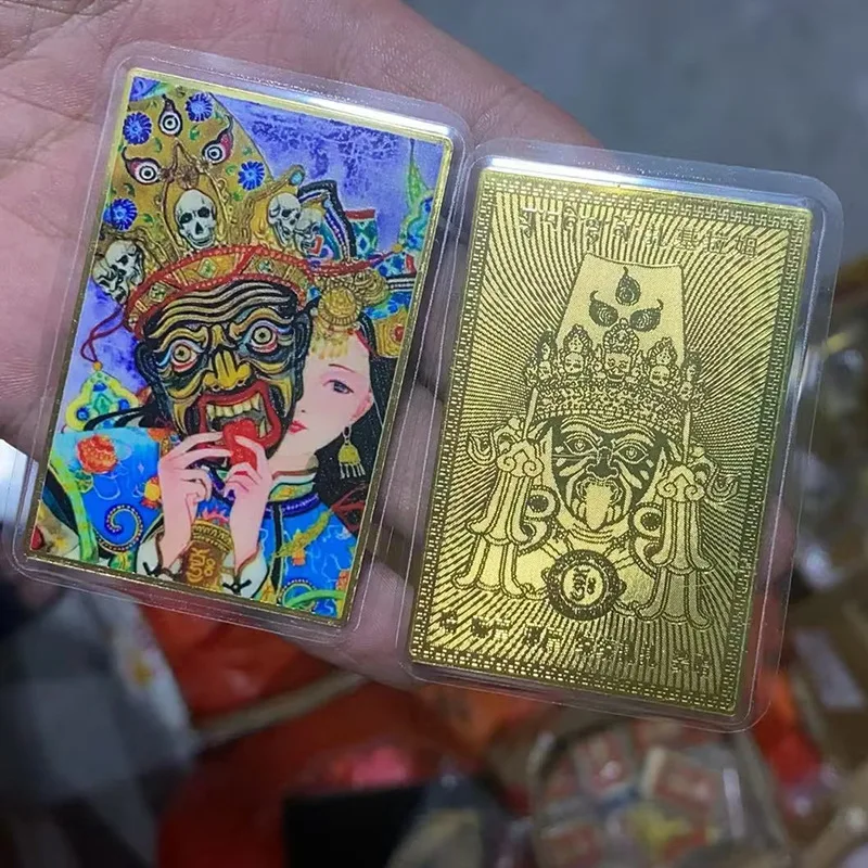 New Tibetan Painted Palden Lhamo Card Half Face Design Portable Wealth Card