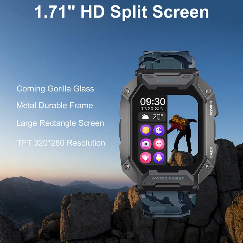 LIGE Military Smart Watch Men 5ATM Waterproof Smartwatch For Android iOS Fitness Swim Bracelet Camouflage Digital Watch Outdoor