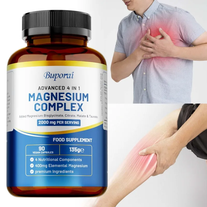 Magnesium Complex Capsules - Relax Nerves, Supports Joint, Bone and Heart Health, Energy Production, Muscle Recovery, Non-GMO