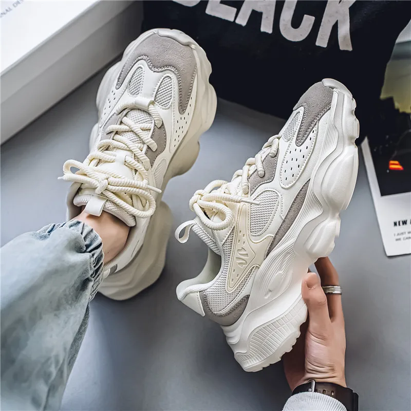 Sports Casual Men Shoes Anti Slip Wear-Resistant Trendy Breathable Outdoor Running Soft Platform Soles Comfort Male Sneakers