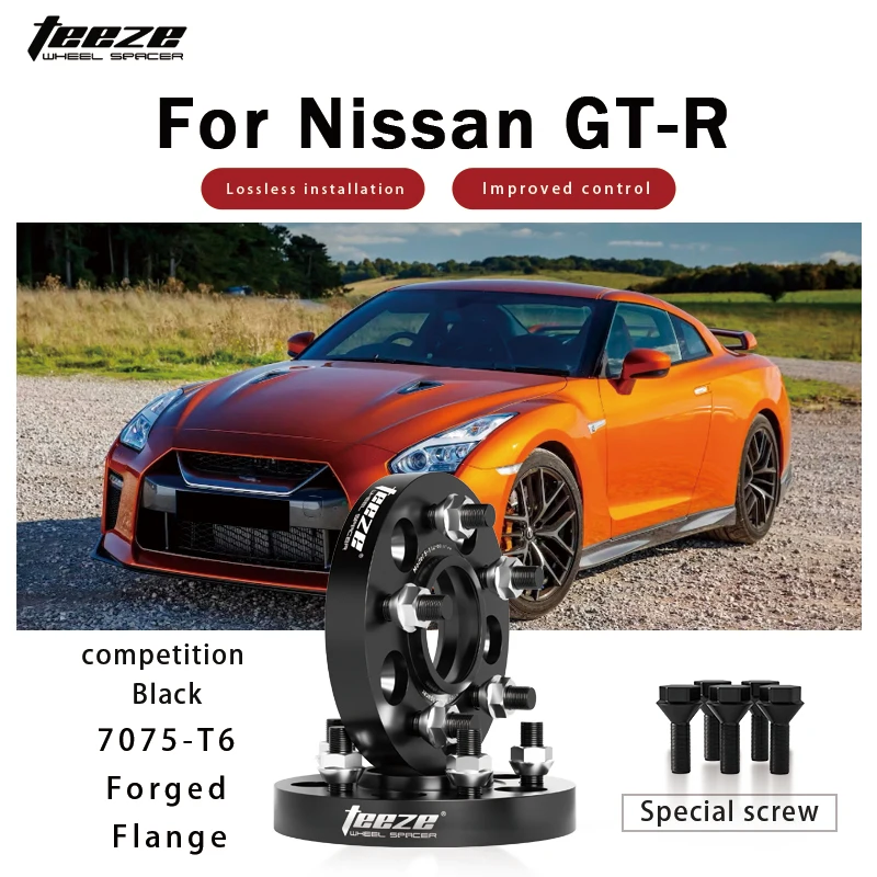 

Teeze 2/4pcs 5x114.3 CB66.1mm M14x1.25 Hub Centric Black Forged wheel spacer For Nissan GT-R Flange Plate15/20/25/30/35mm