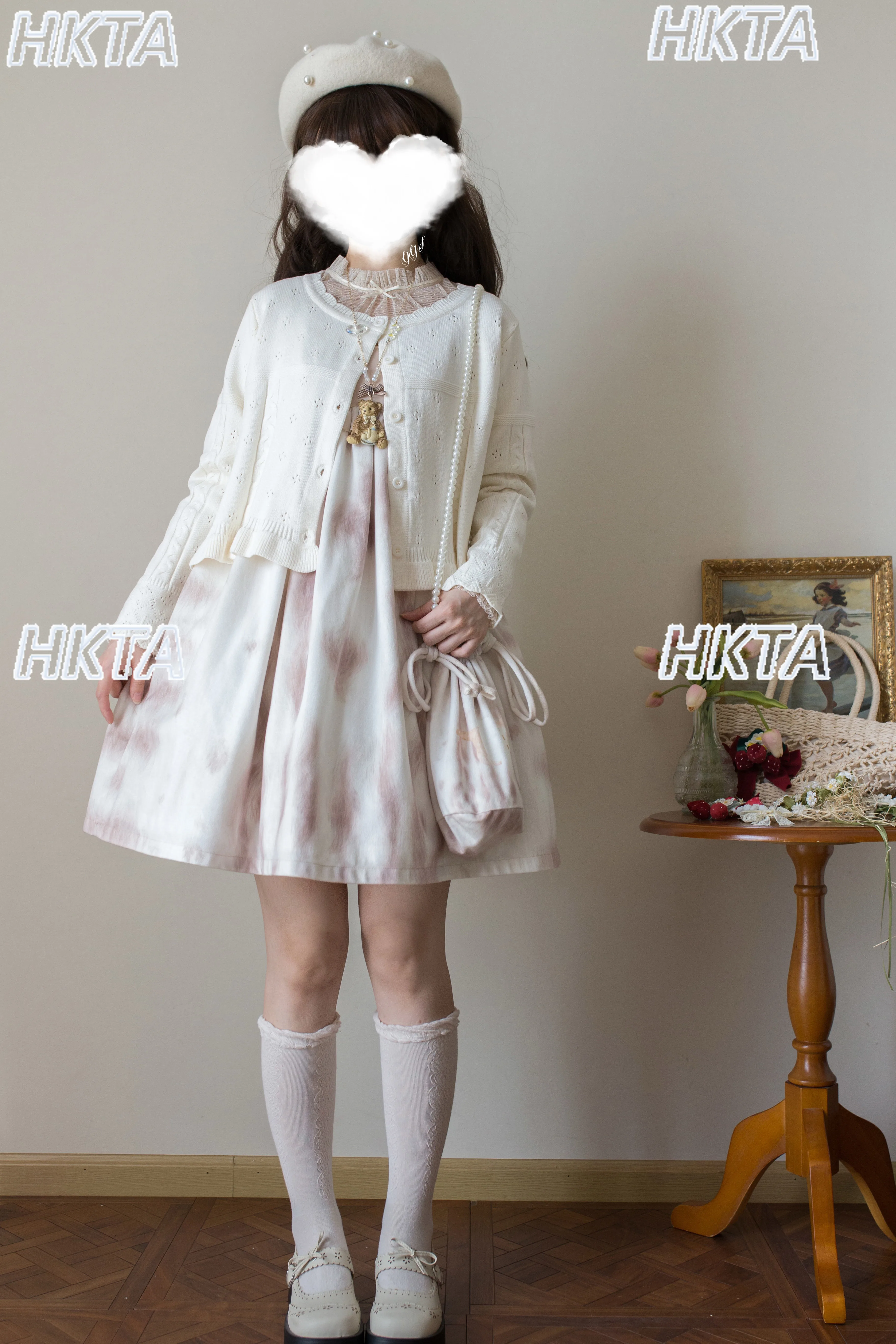 빈티지 빅 크루넥 로리타 니트 가디건 여성 로리타 스웨터 가을 달콤한 플리츠 긴 소매 루즈 블랙 스웨터 탑