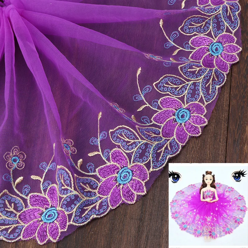 

1Yards Best Seller Embroidery Lace Fabric 20cm Purple Laces Trims Tulle Guipure Ribbon Dress Sewing Accessories dentelle encaje