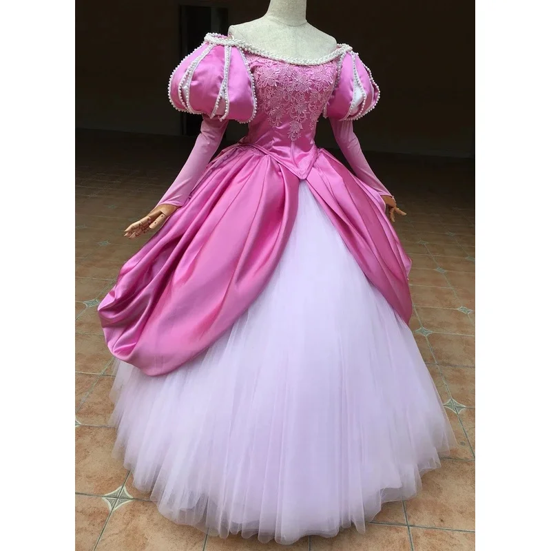 GelAriel-Robe Princesse Cosplay Rose pour Femme Adulte, Robe à Manches sulfavec Lacets Perlés, ixd'Halloween, Qualité Supérieure