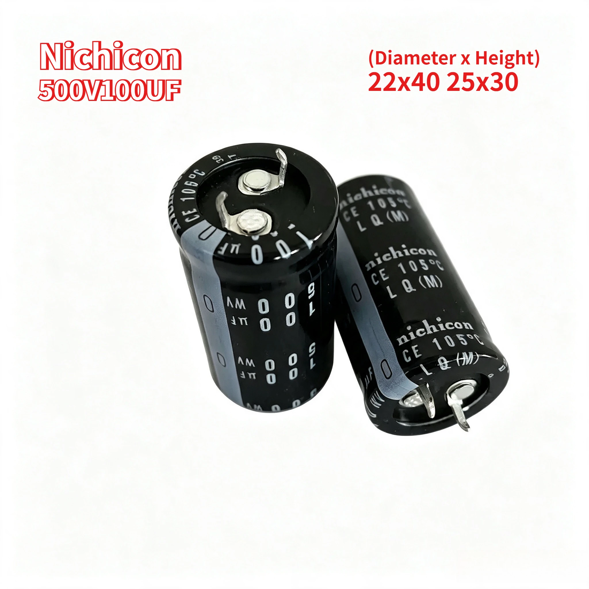 2pcs 500V 100μF Aluminum Electrolytic Capacitor 100μF 500V 22x40 25x30 Nichicon