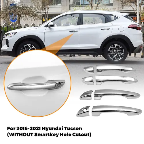 Para Hyundai Tucson 2015 2016 2017 2018 2019 2020 estilo de fibra de carbono manija de puerta Exterior moldura cubierta embellecedora decoración ABS Auto