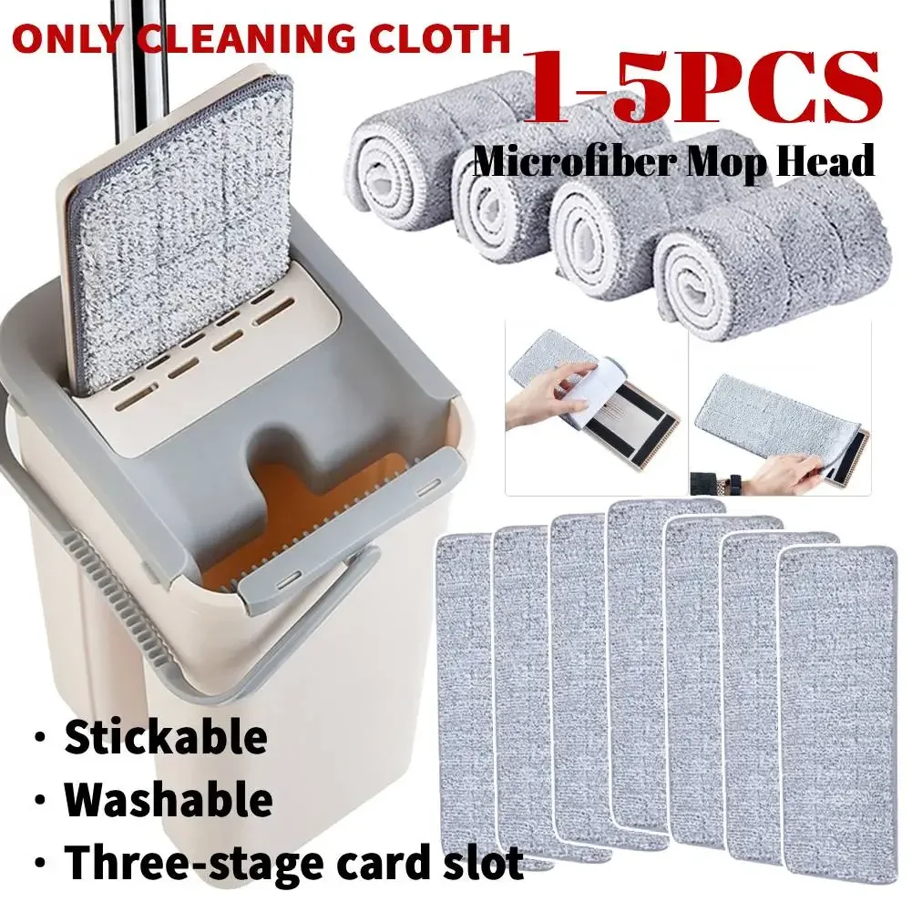 

1-5 Pcs Rotating Mop Head Reus Household Cleaning Cloth Replacement Mop Microfiber Flexible Mop Heads Stickable for Home Office